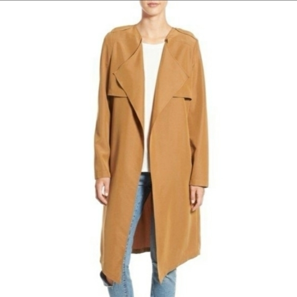 LEITH Lightweight‎ w/Belt Longline Trench Jacket Mustard Gold Size Large